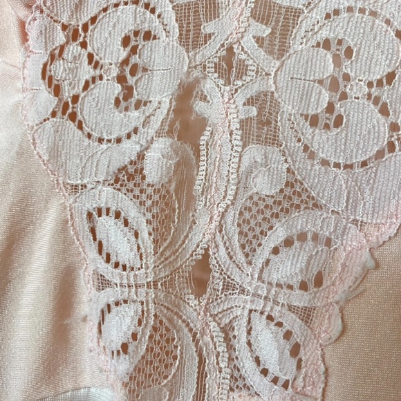 Vintage pink maxi slip dress with lace - Picture 7 of 8